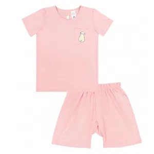 Short Sleeve Shirt   Shorts Pink Set