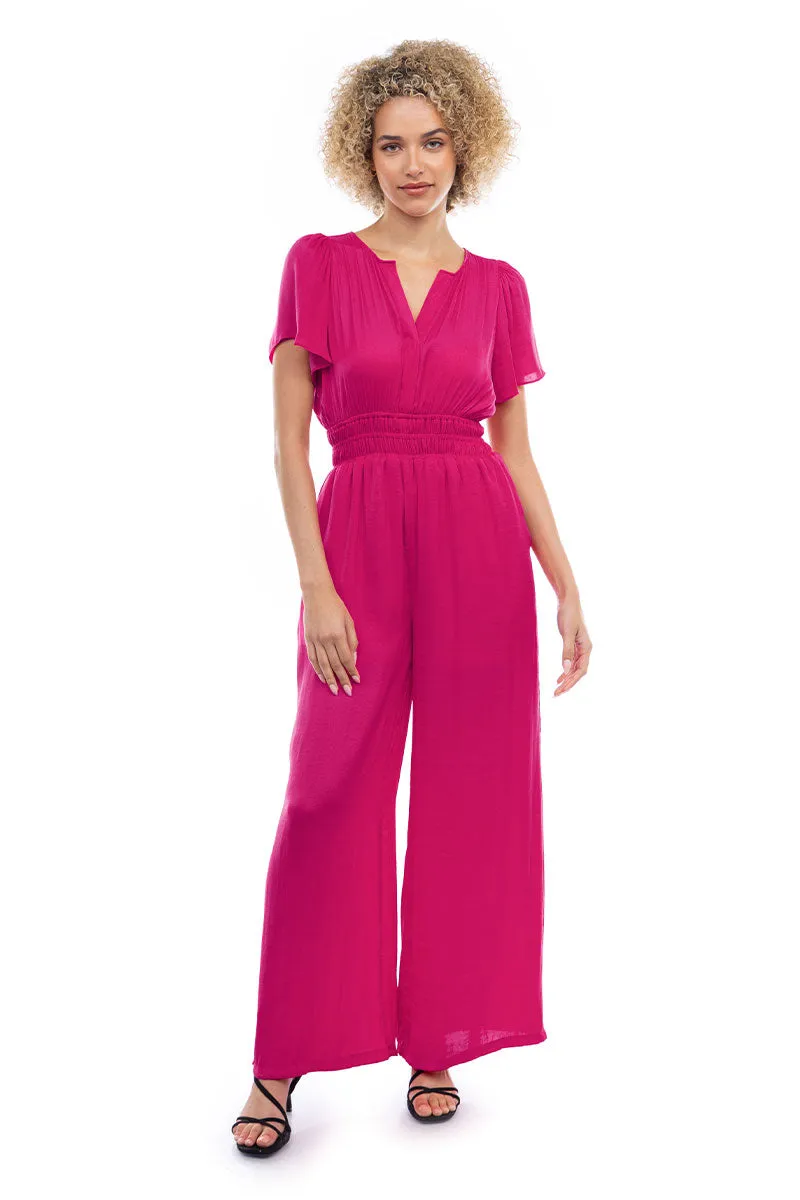 Short Sleeve Wide Leg Flowy Jumpsuit