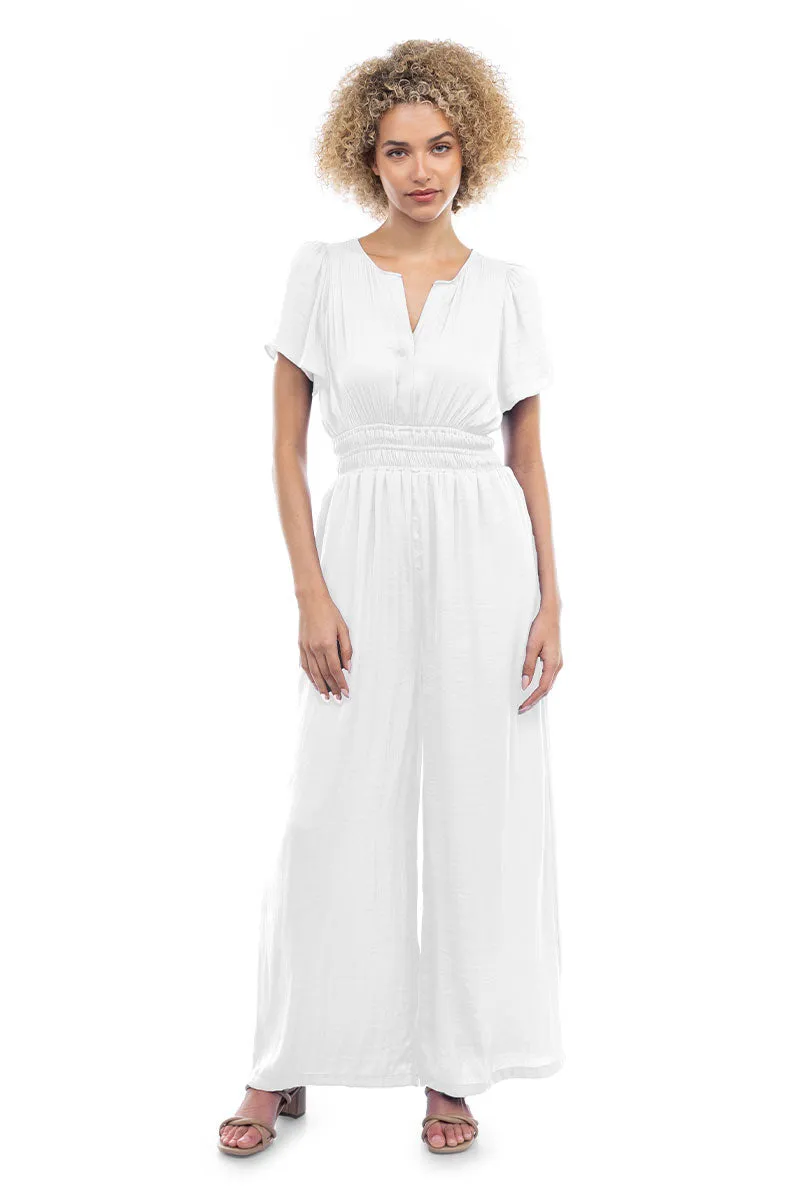 Short Sleeve Wide Leg Flowy Jumpsuit