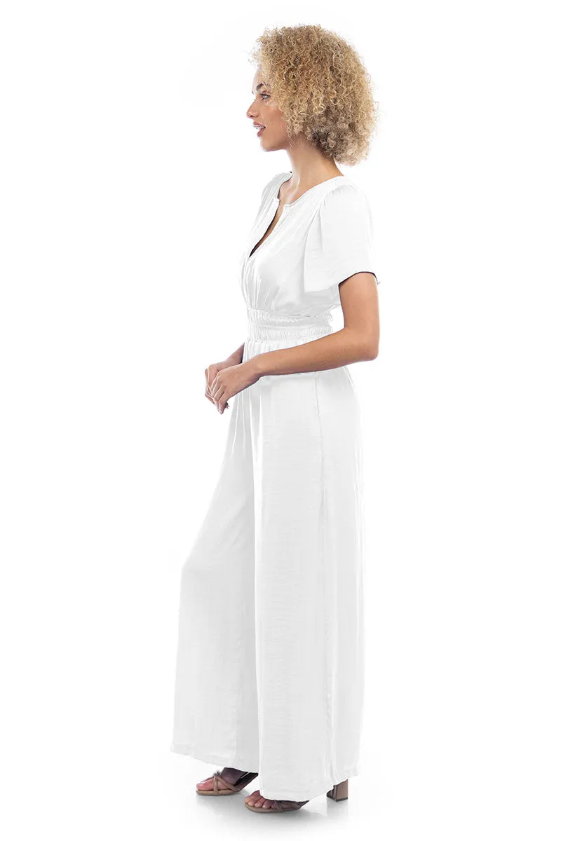 Short Sleeve Wide Leg Flowy Jumpsuit