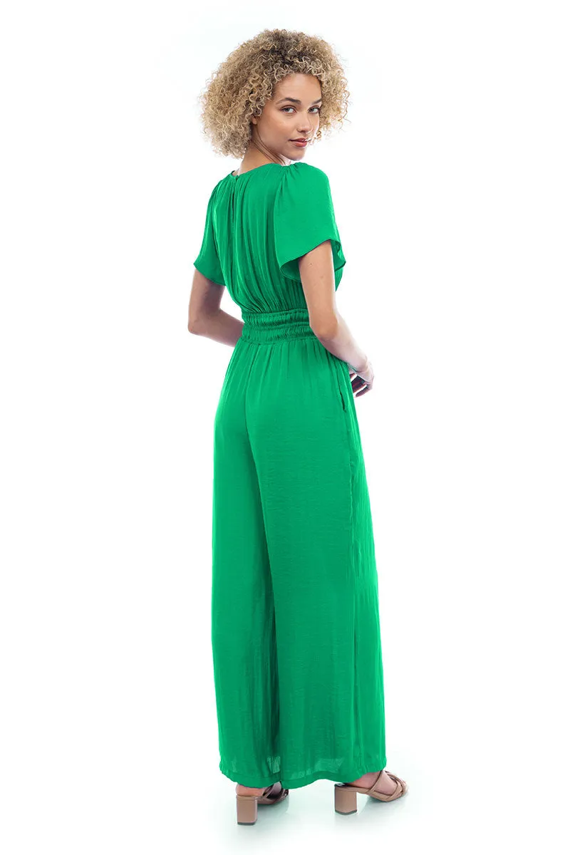 Short Sleeve Wide Leg Flowy Jumpsuit