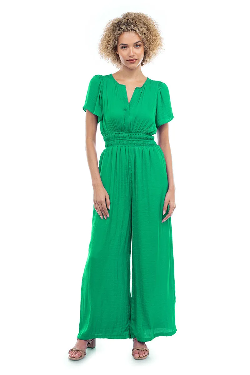 Short Sleeve Wide Leg Flowy Jumpsuit