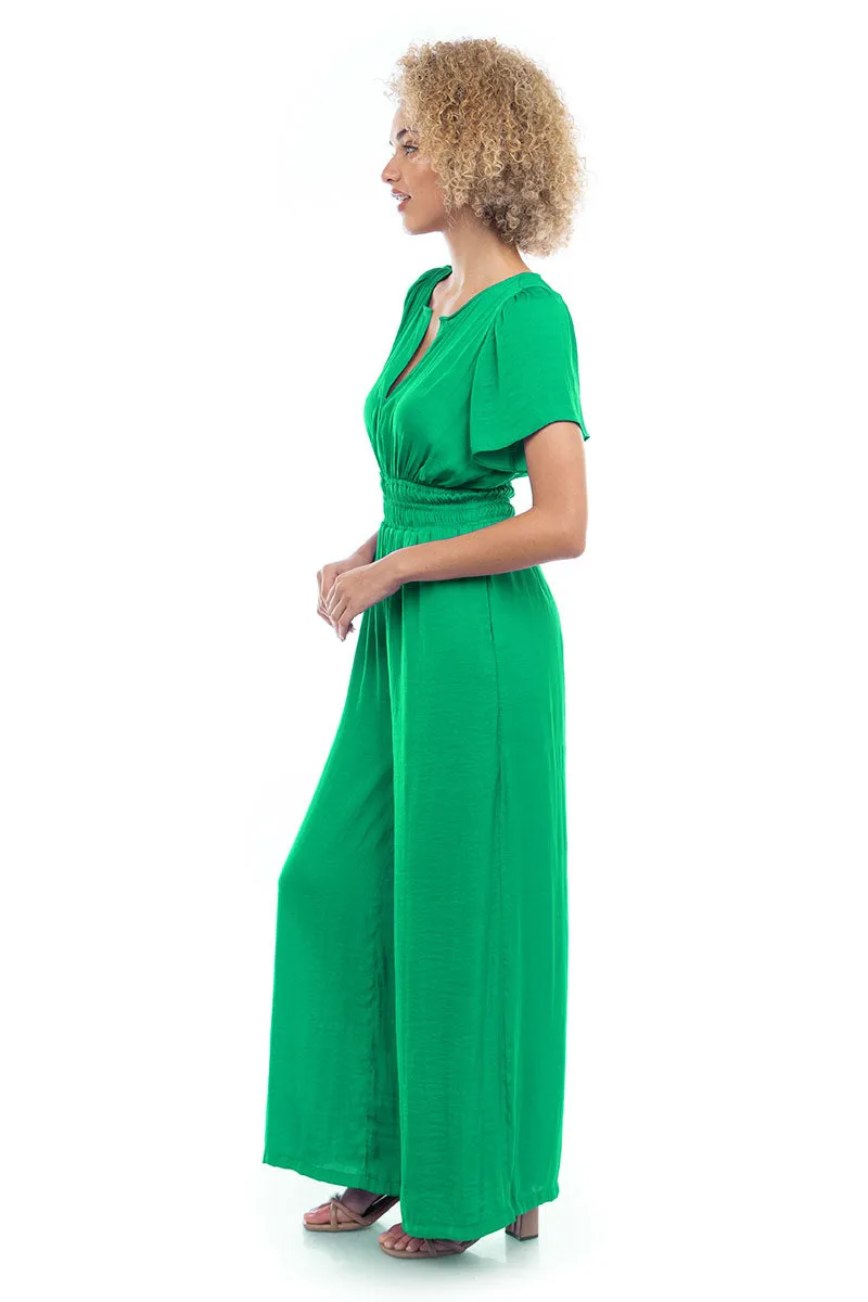 Short Sleeve Wide Leg Flowy Jumpsuit