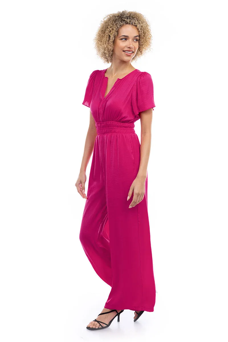Short Sleeve Wide Leg Flowy Jumpsuit