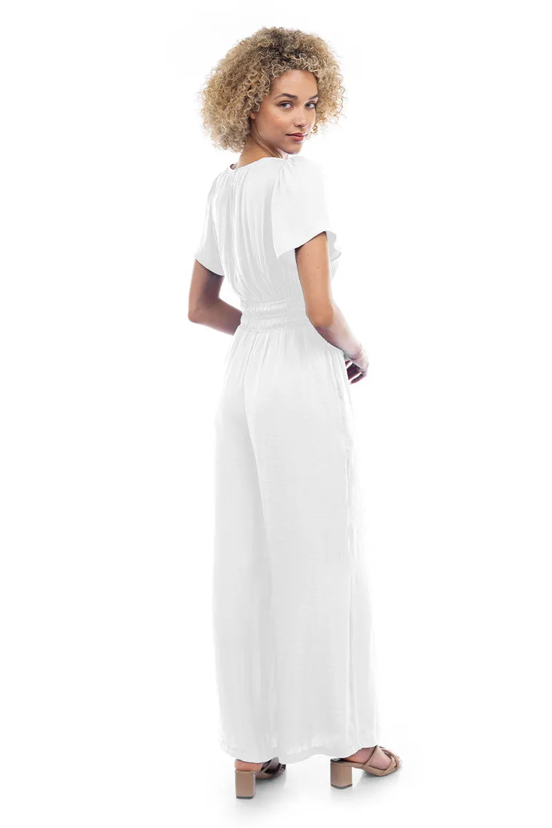 Short Sleeve Wide Leg Flowy Jumpsuit