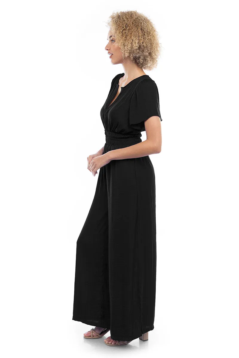 Short Sleeve Wide Leg Flowy Jumpsuit