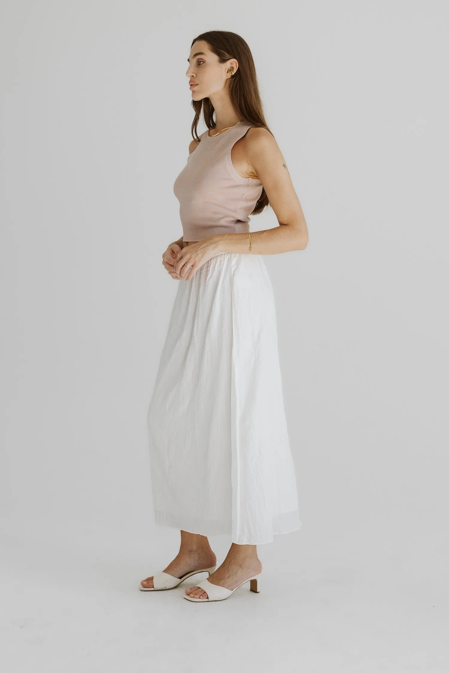 Simone Ribbed Scoop Neck Crop Top - Blush