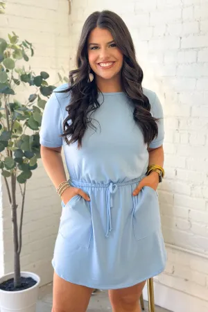 Sky Blue Tie Waist Romper