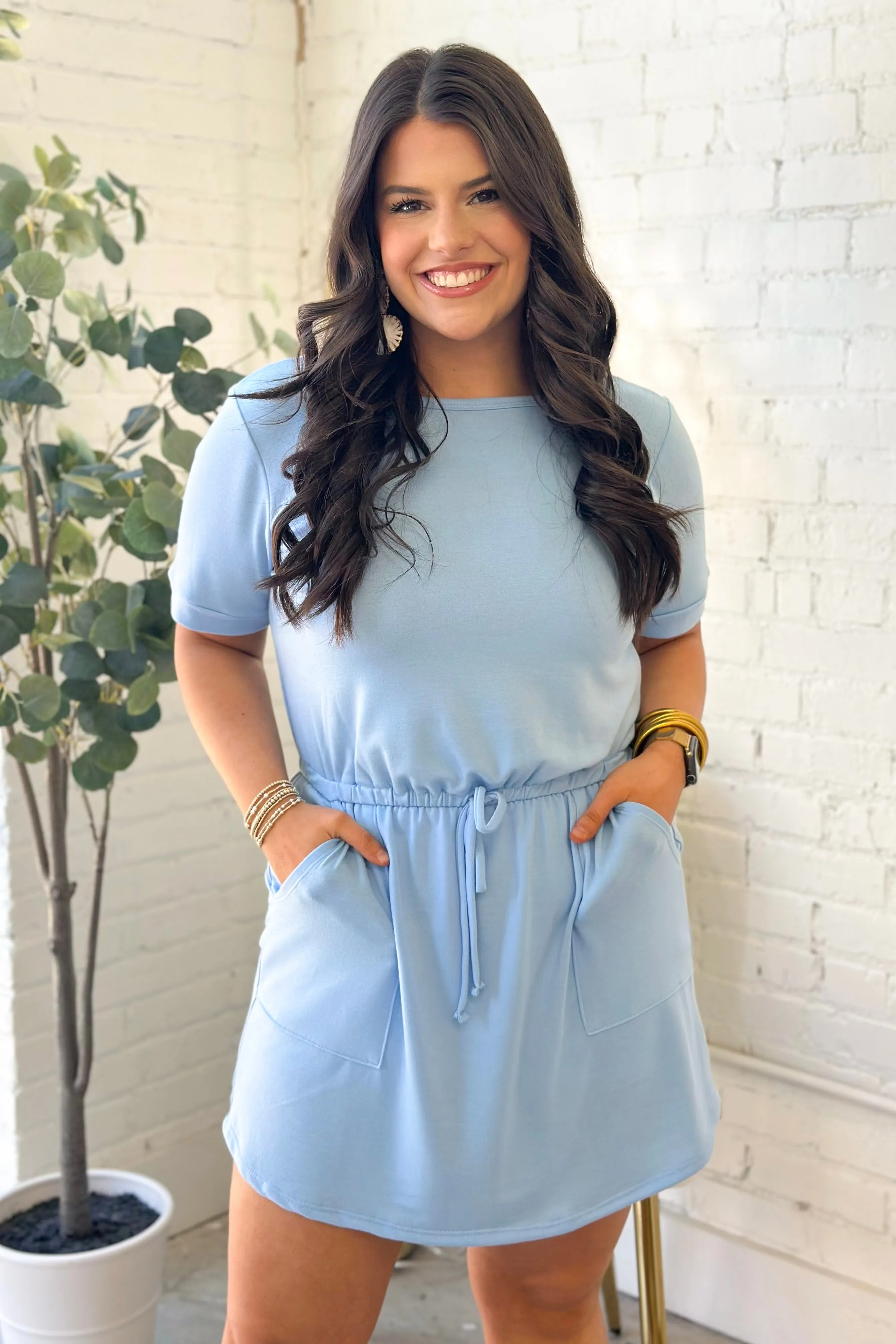 Sky Blue Tie Waist Romper
