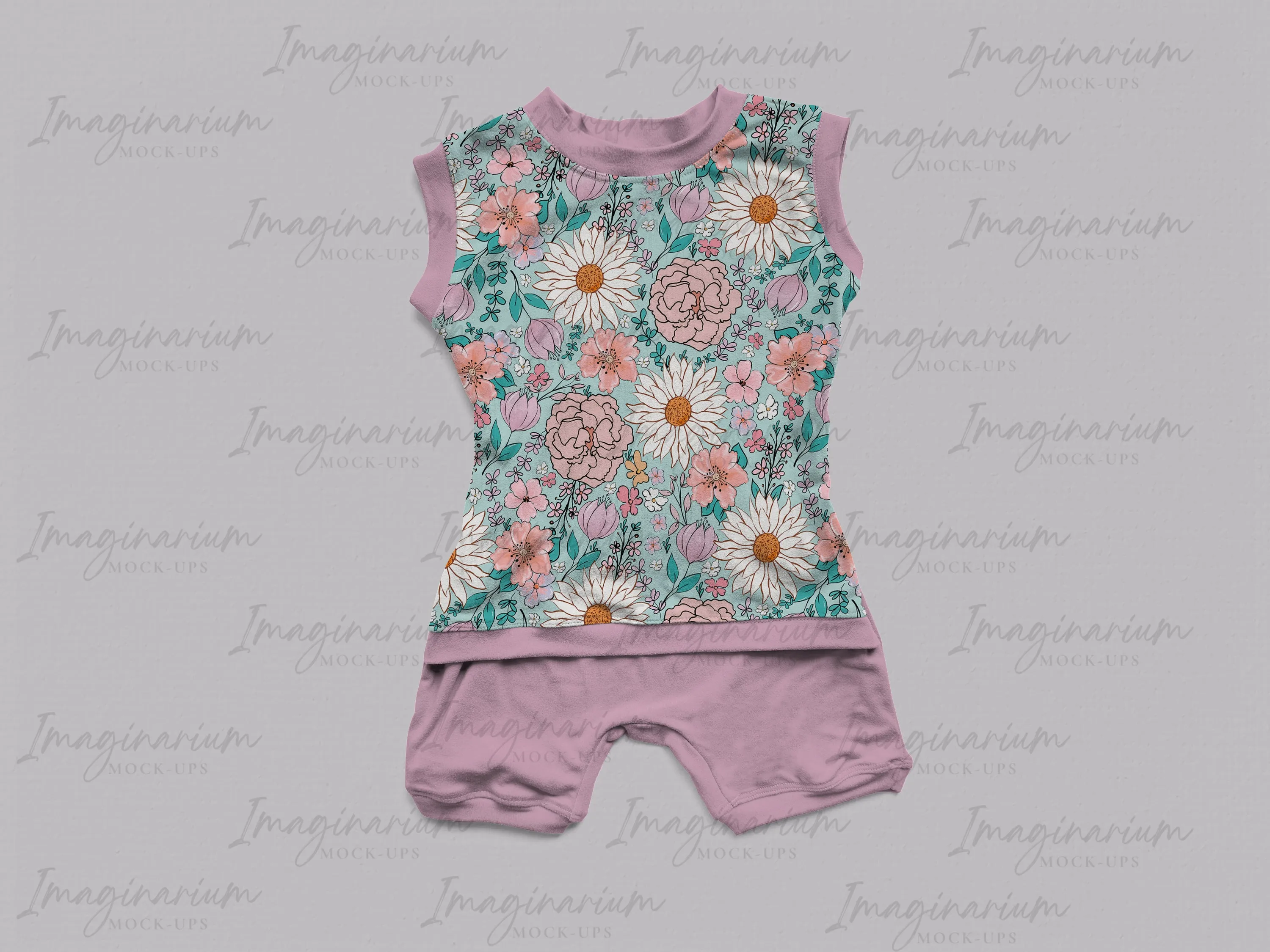 Sleeveless and Shorts Anytime Romper Mock Up,  Realistic Mockup for Photoshop and Procreate