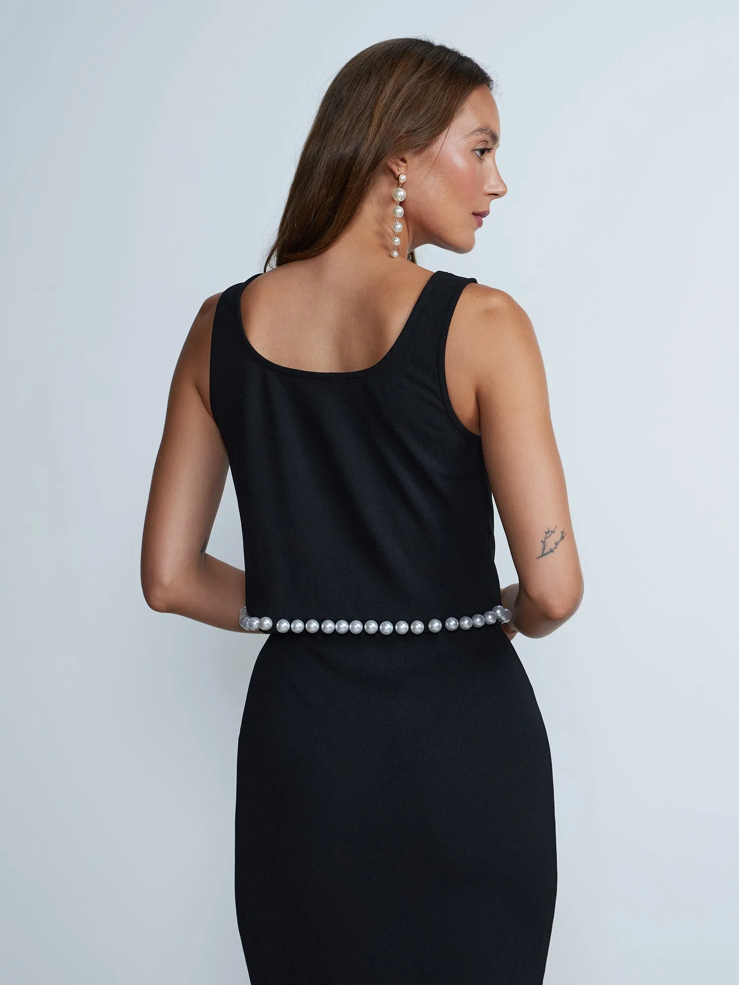 Sleeveless Pearl Embellished Top