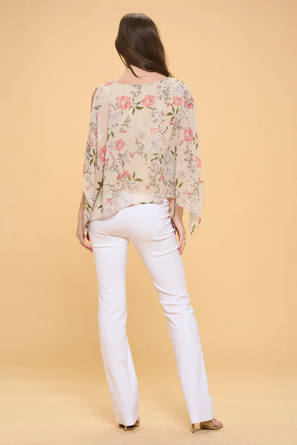 SLIT ANGEL SCOOP NECK OVERLAY BLOUSE