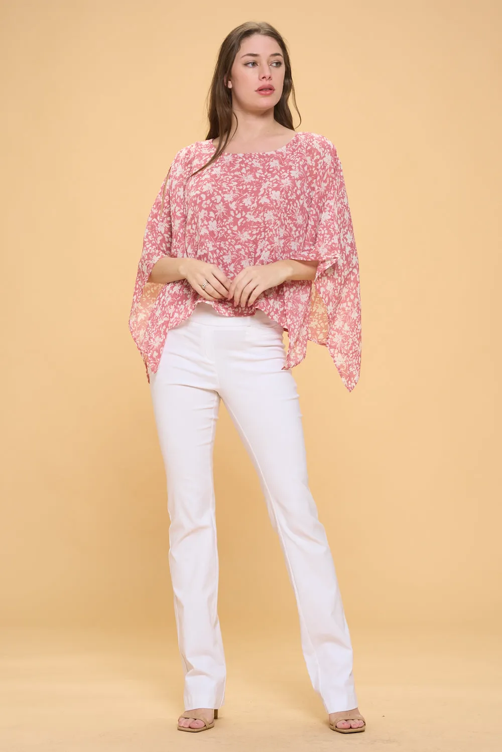 SLIT ANGEL SCOOP NECK OVERLAY BLOUSE
