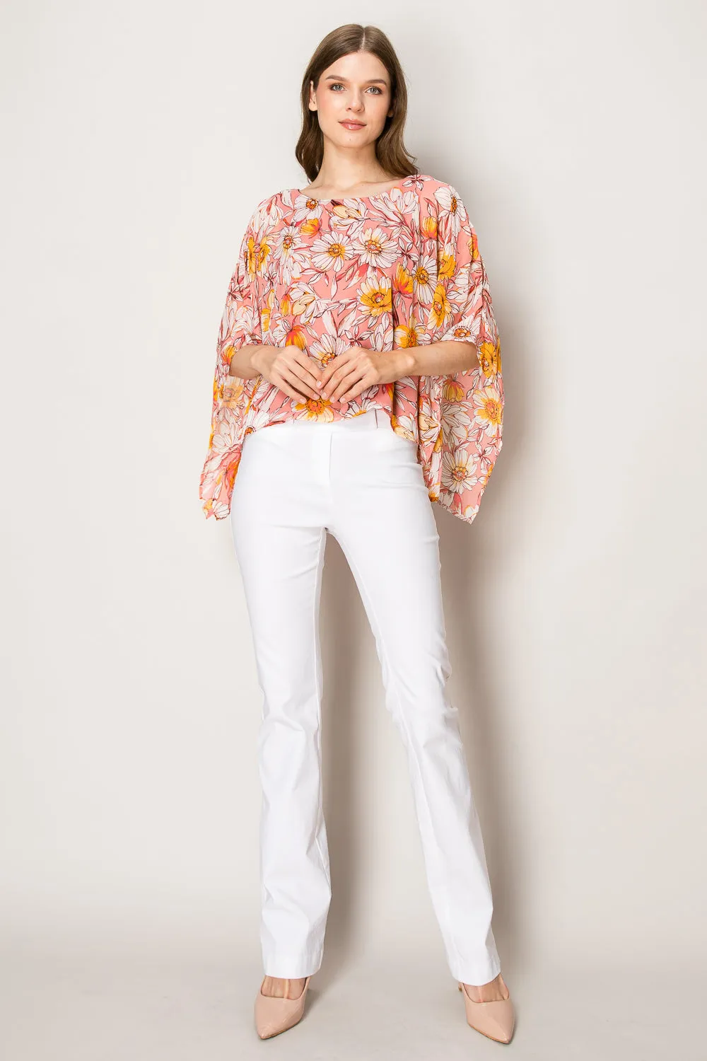 SLIT ANGEL SCOOP NECK OVERLAY BLOUSE