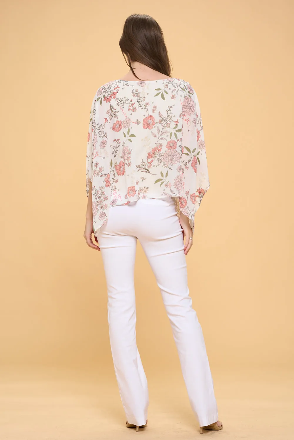 SLIT ANGEL SCOOP NECK OVERLAY BLOUSE
