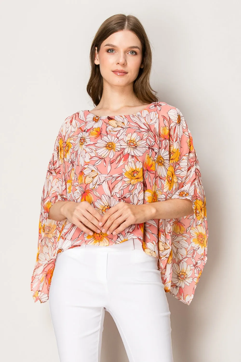 SLIT ANGEL SCOOP NECK OVERLAY BLOUSE