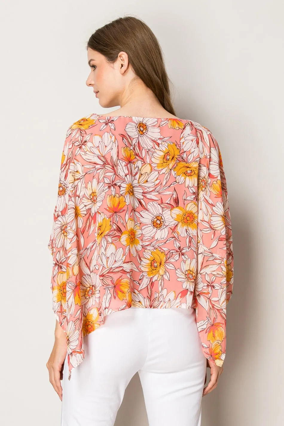 SLIT ANGEL SCOOP NECK OVERLAY BLOUSE