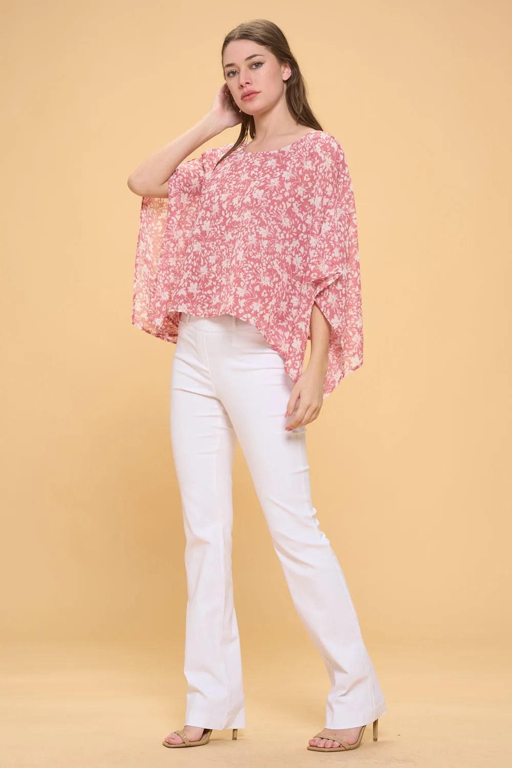 SLIT ANGEL SCOOP NECK OVERLAY BLOUSE
