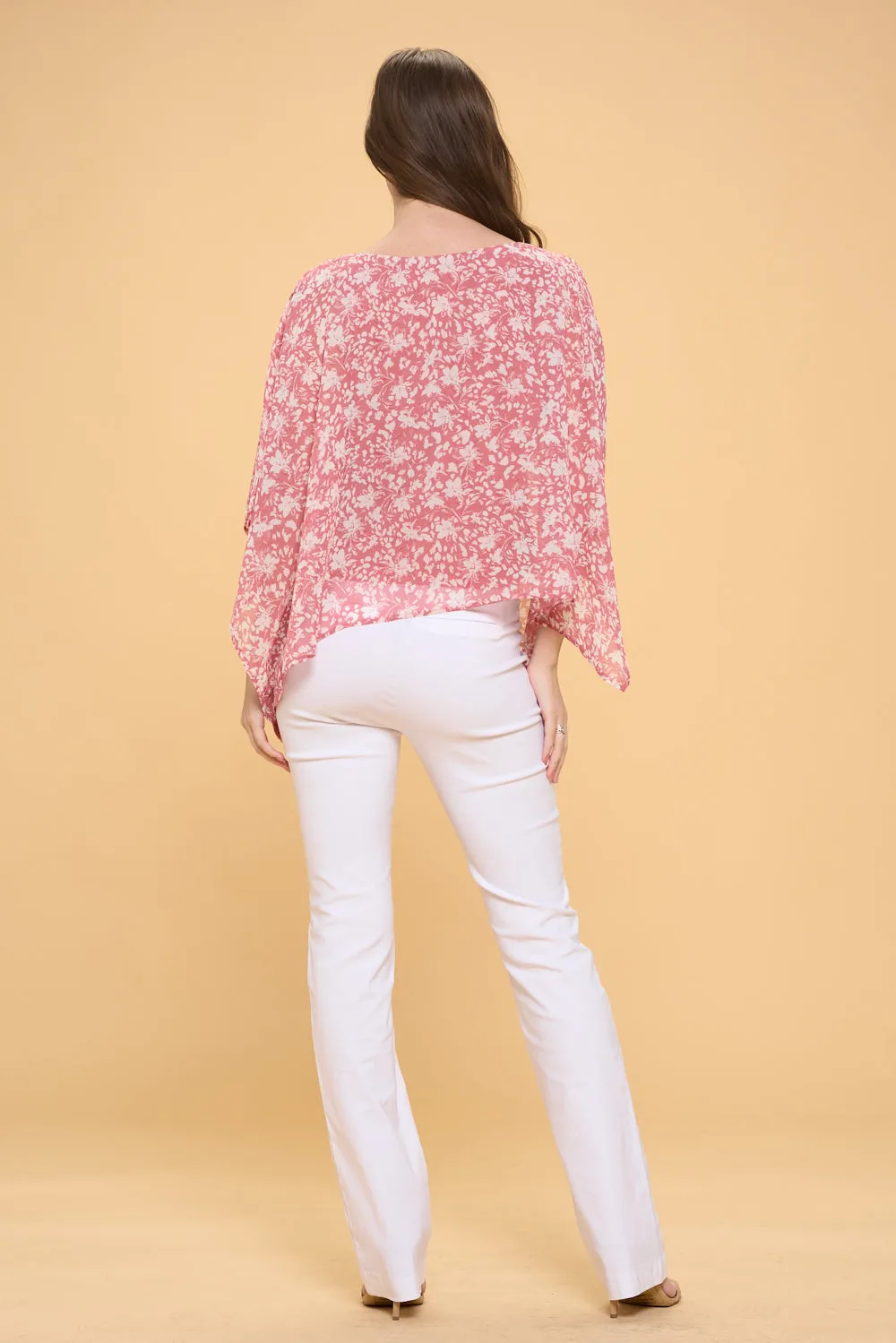 SLIT ANGEL SCOOP NECK OVERLAY BLOUSE