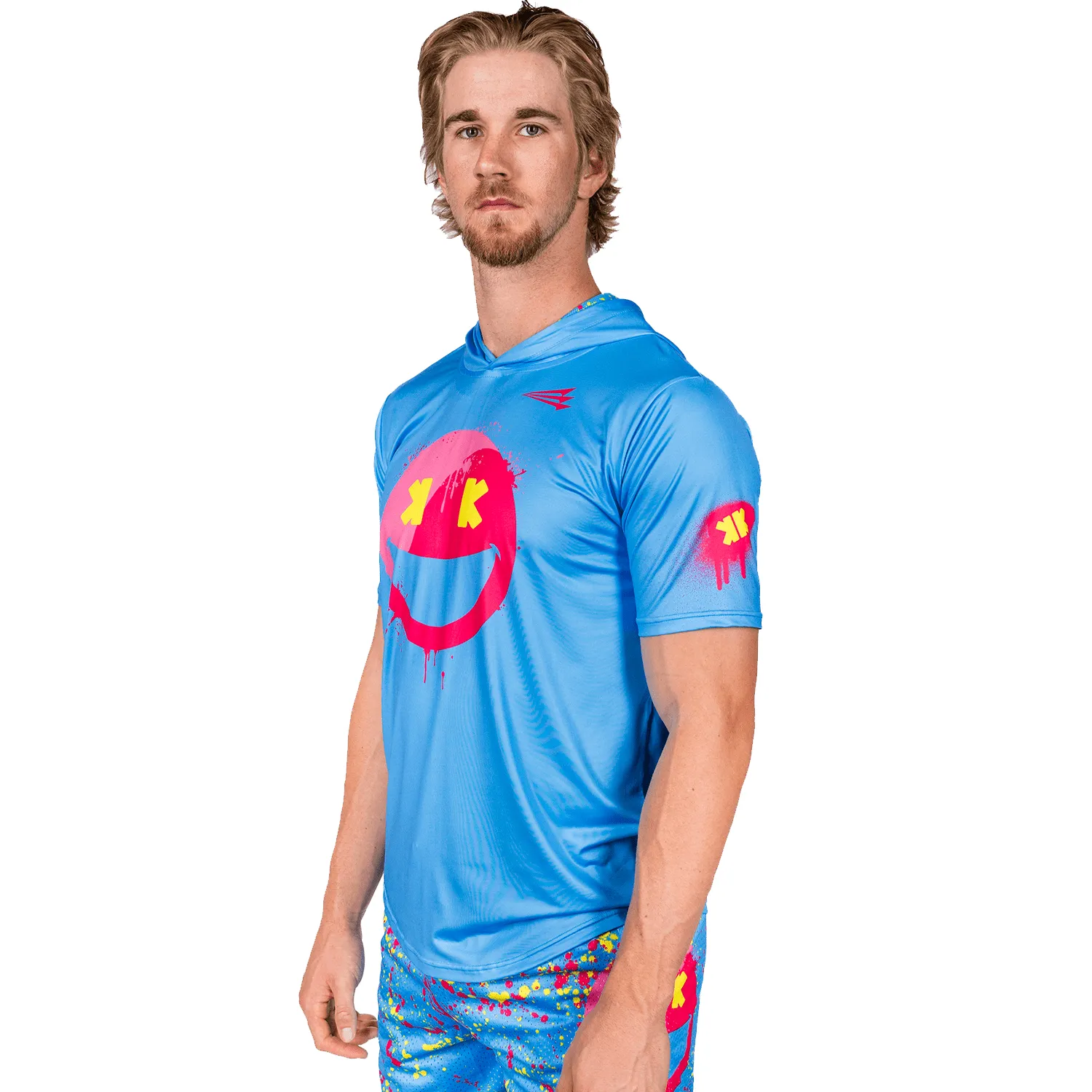 Smiley K Paint Splatter Pro Premier Short Sleeve Baseball Hoodie
