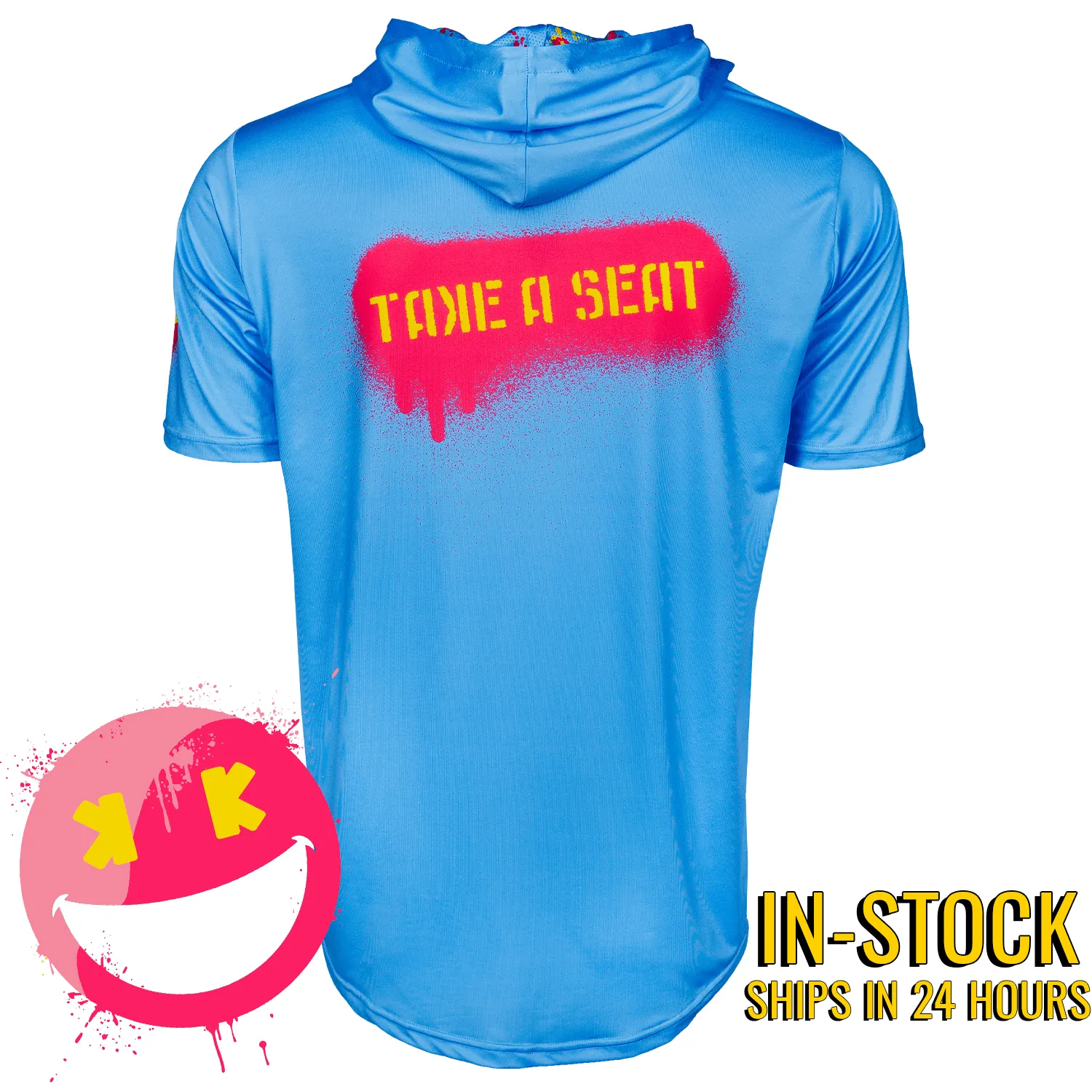 Smiley K Paint Splatter Pro Premier Short Sleeve Baseball Hoodie