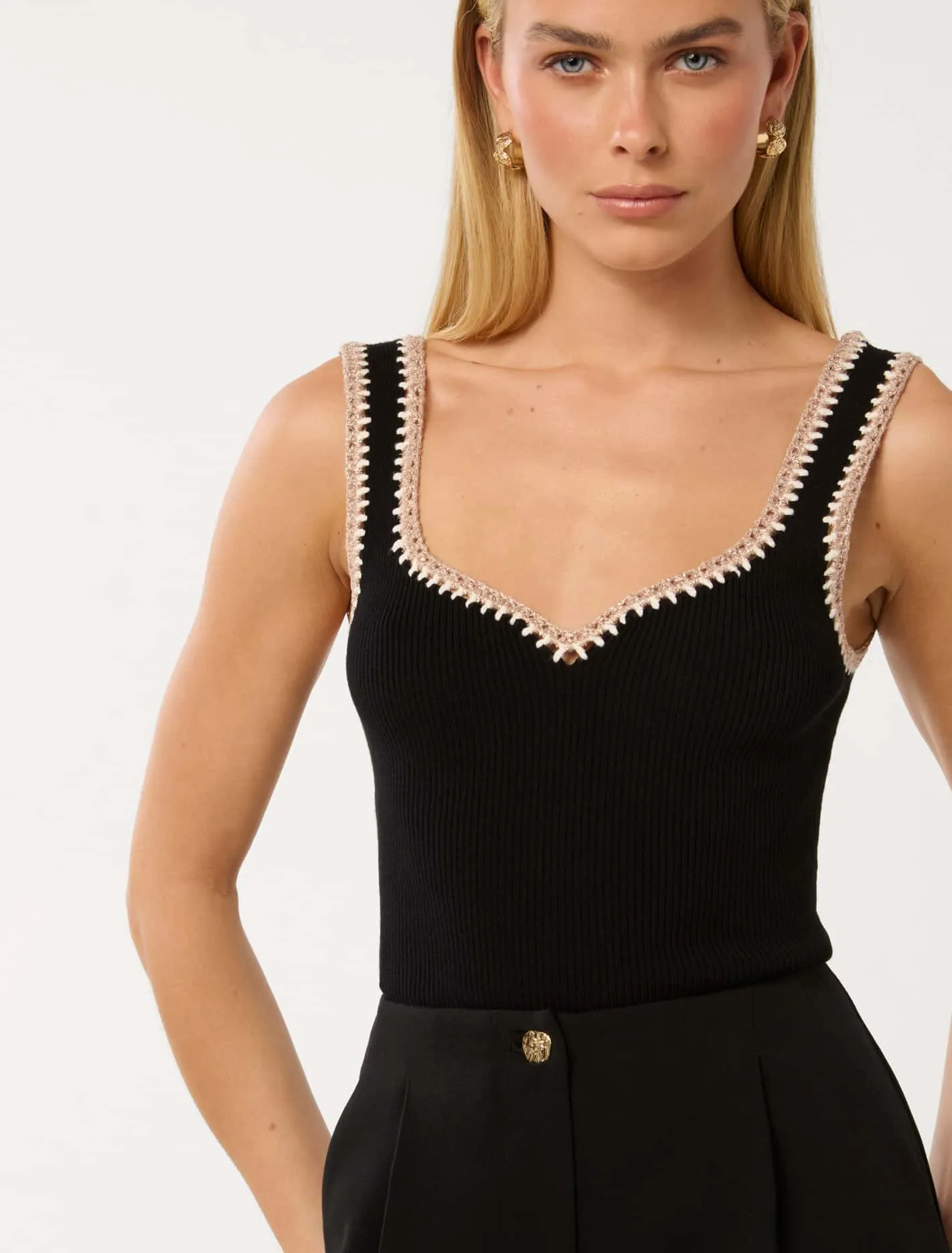 Sofia Crochet Trim Knit Tank Top