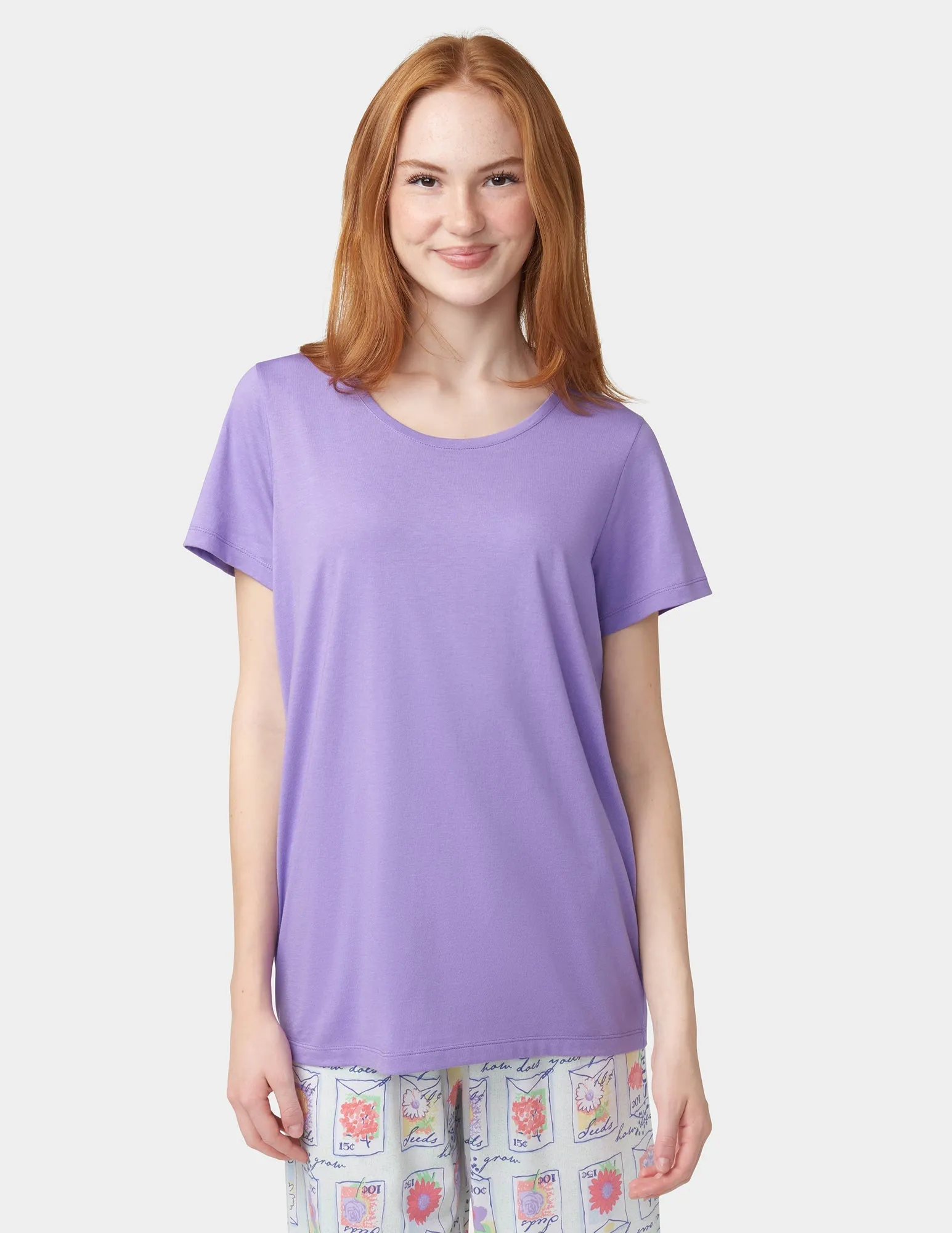 Solid Short Sleeve Scoop Neck PJ Tee