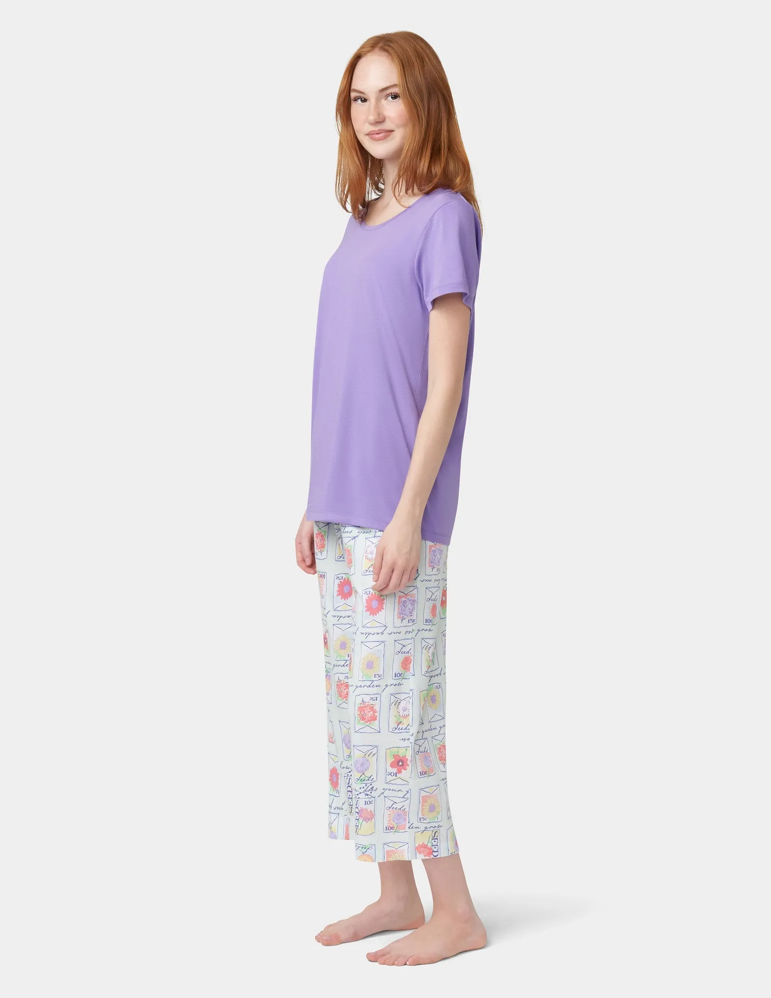 Solid Short Sleeve Scoop Neck PJ Tee