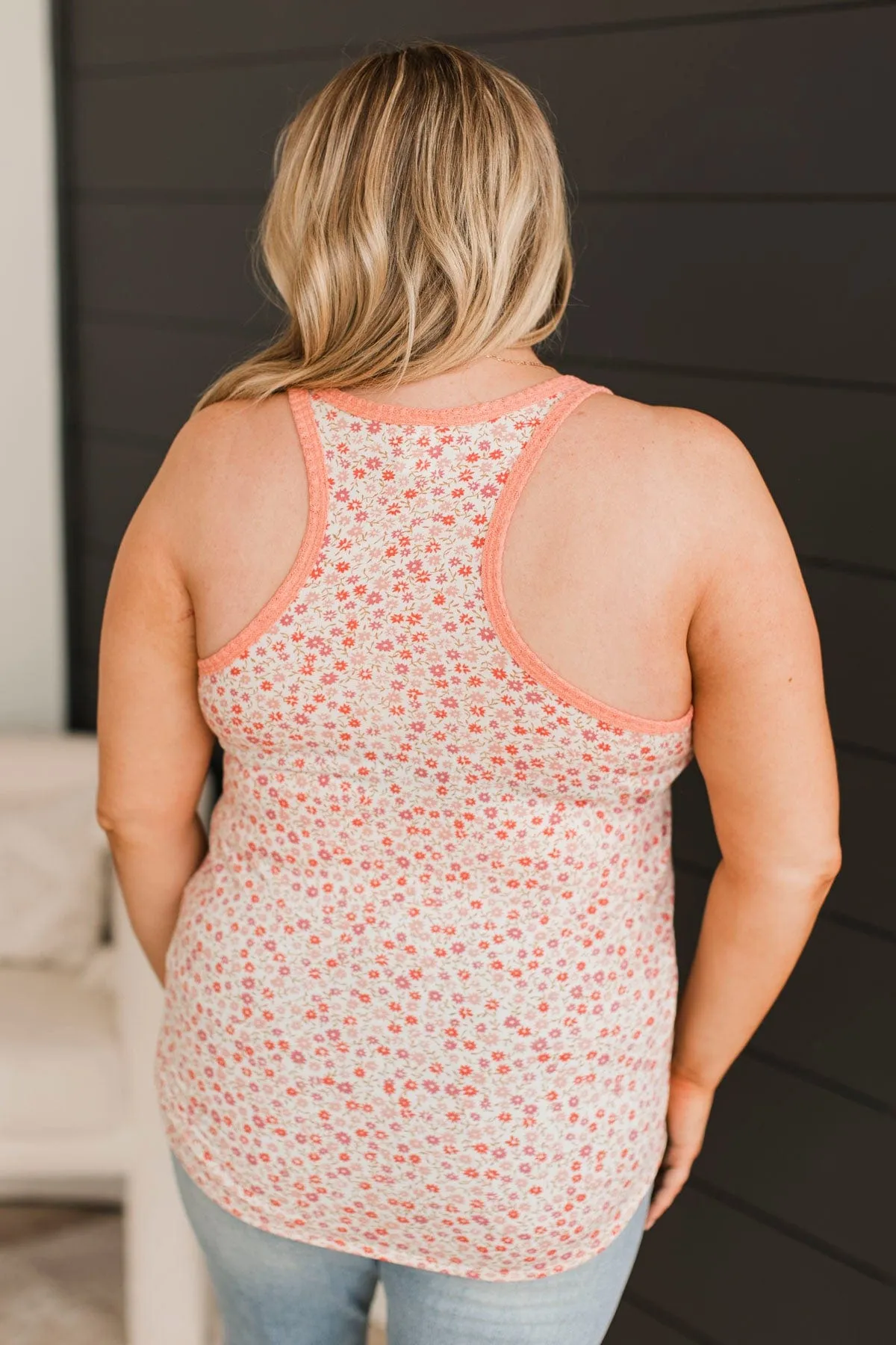 Someone I Love Floral Tank Top- Ivory & Peach