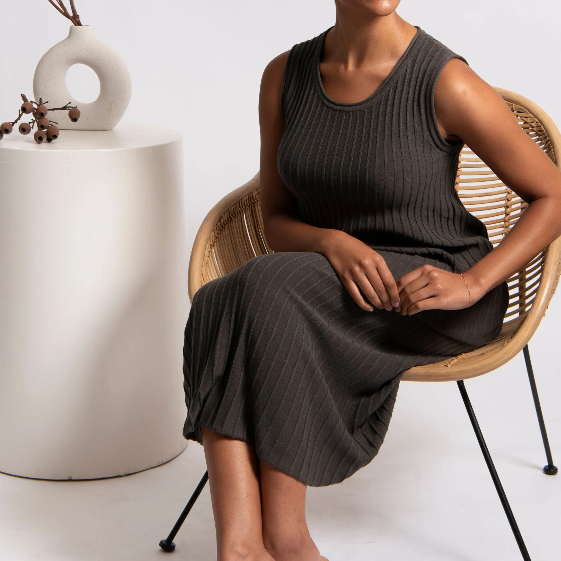 Step Rib Skirt - Olive
