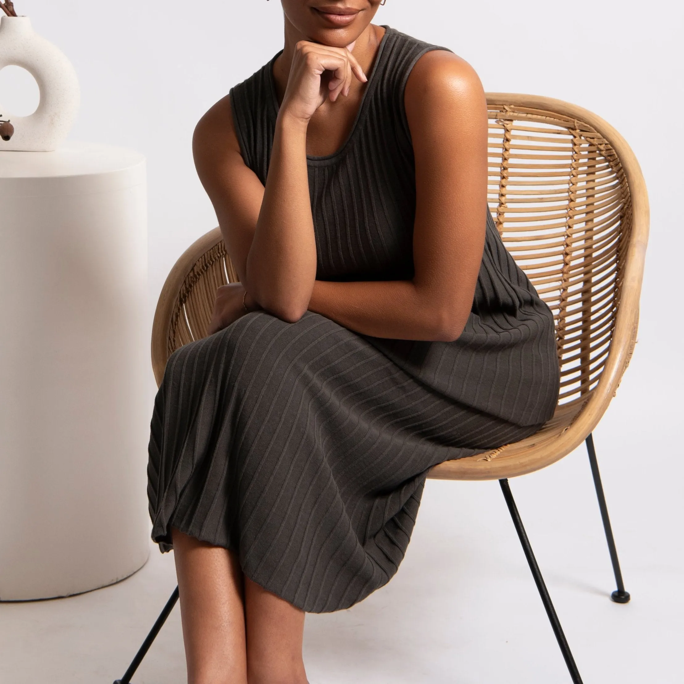 Step Rib Skirt - Olive