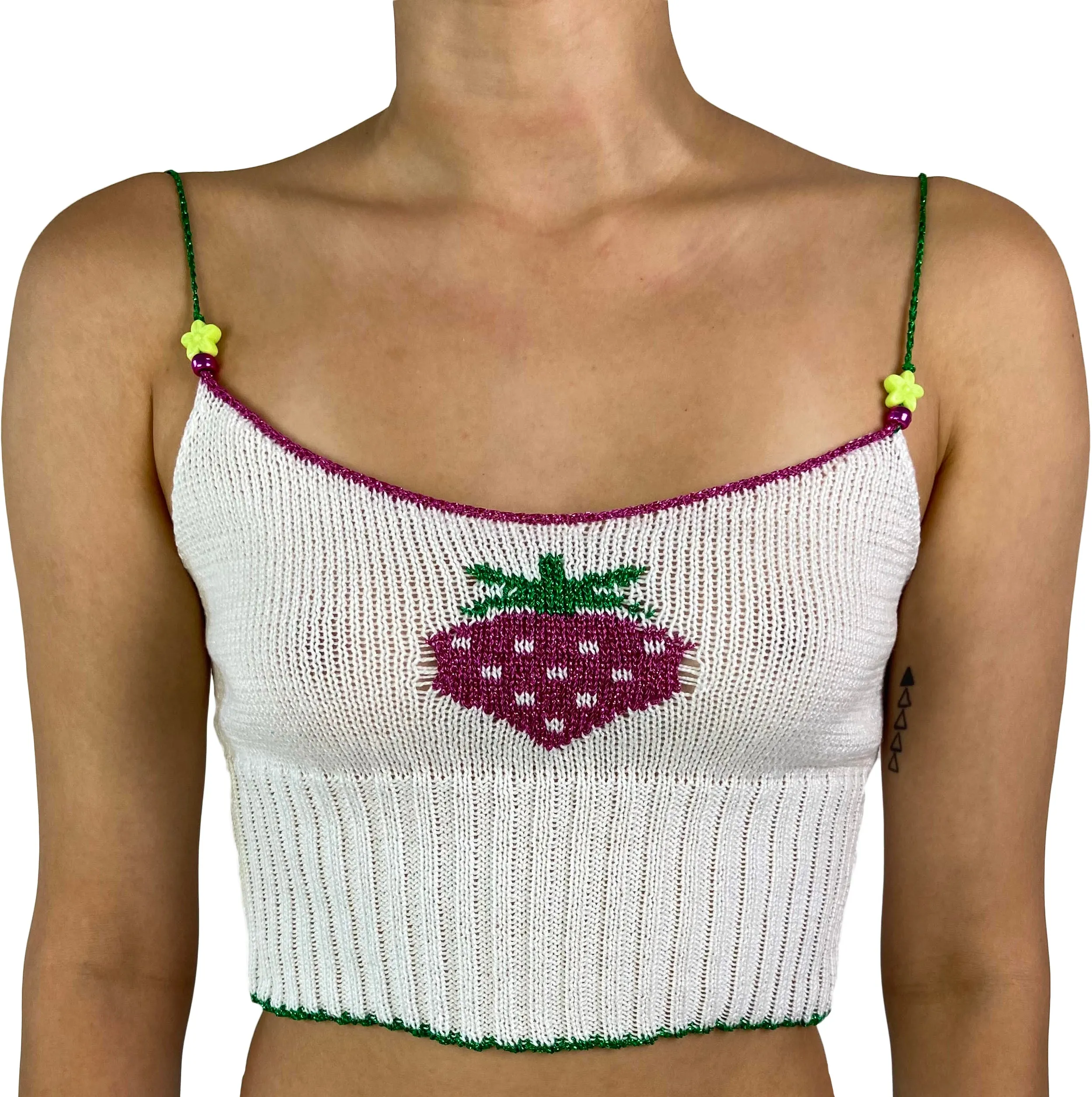 STRAWBERRY TANK- WHITE- MADE TO ORDER