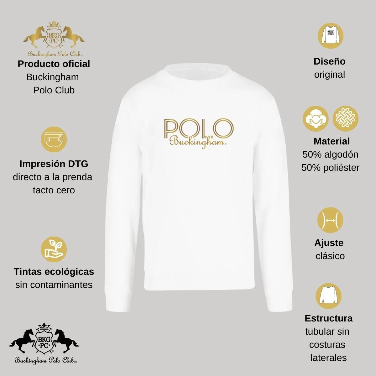 Sudadera Hombre Buckingham Polo Club Logo PB