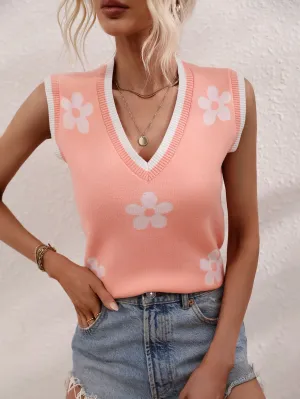 Summer Daisy Knit Tank - Pink