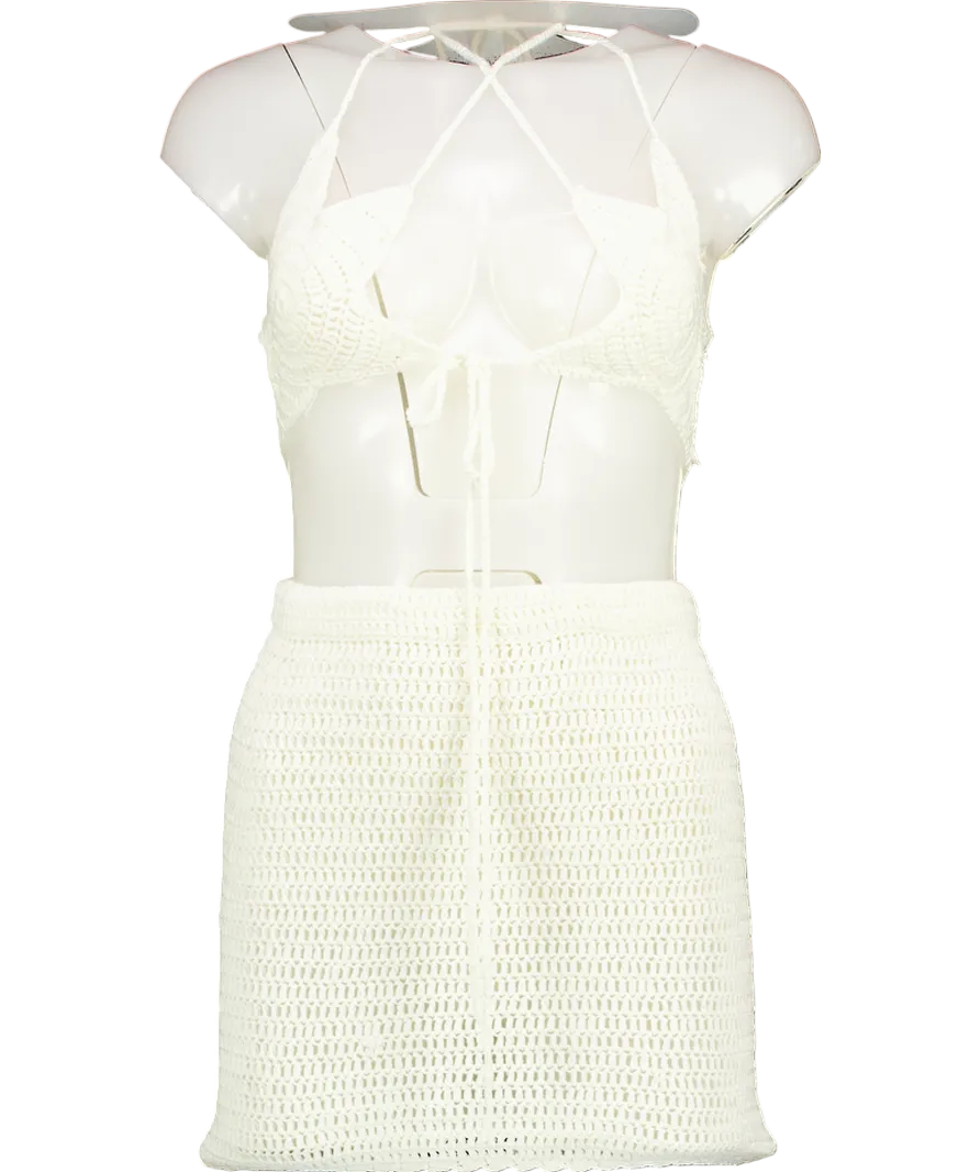 Superdown Cream Crochet Top And Skirt Co-ord UK S