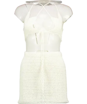 Superdown Cream Crochet Top And Skirt Co-ord UK S