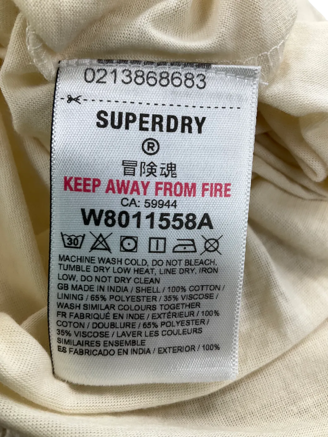 Superdry Cream Crochet Flare Sleeve Mini Dress UK XS/S