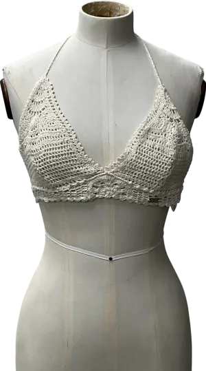 Superdry Cream Crochet Halter Bralette UK 6