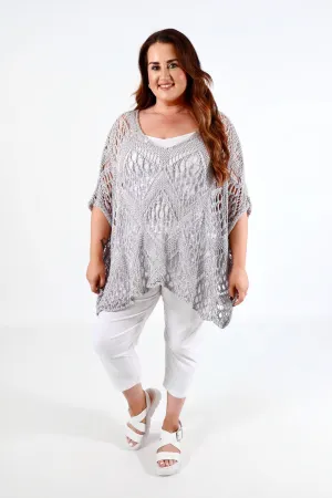 Tara Crochet Top in Grey