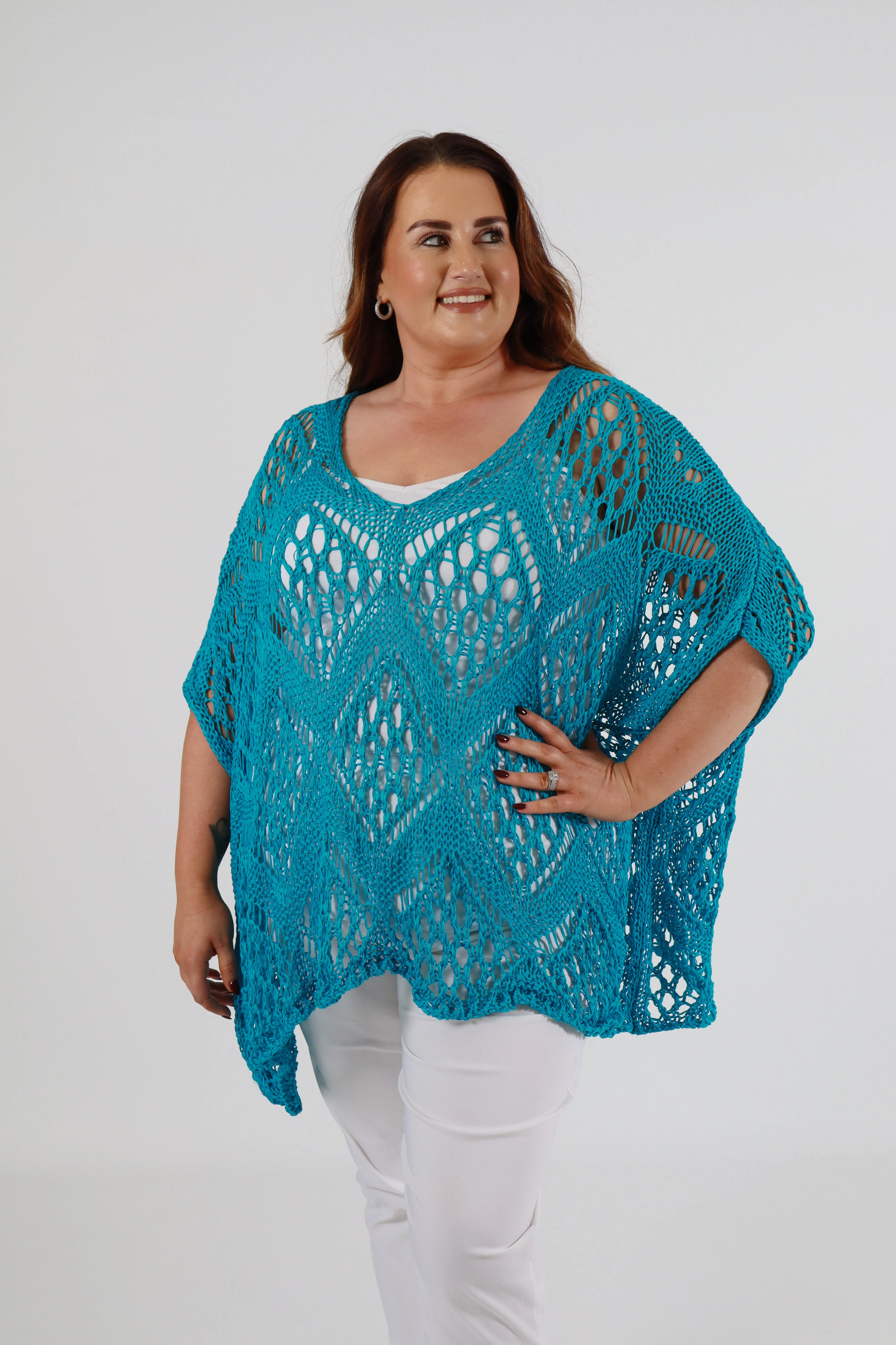 Tara Crochet Top in Turquoise