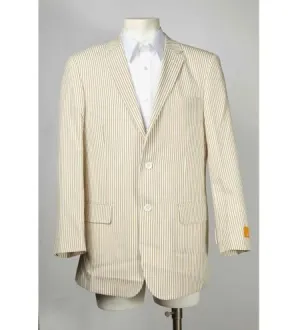 Taupe Men's Seersucker Sear sucker suit Two Button Cheap Priced Designer Fashion Dress Casual Blazer For Men On Sale