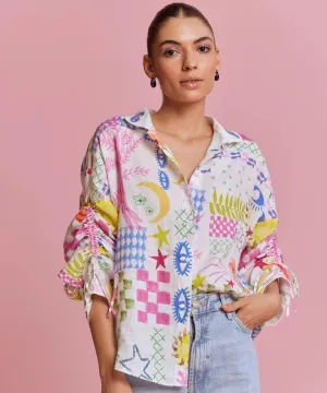 Thais Shirt - Celeste - White