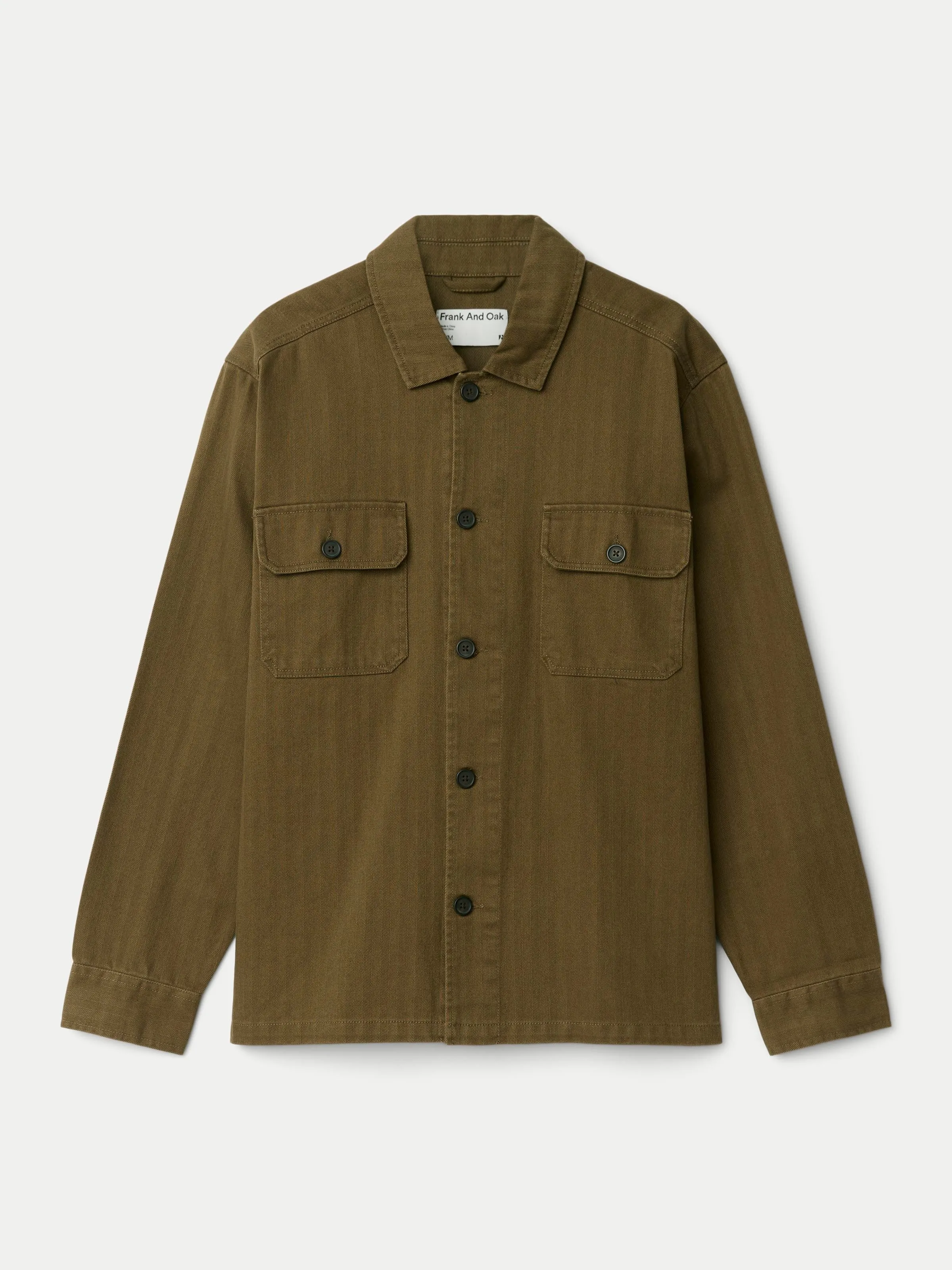 The Herringbone Overshirt in Olive