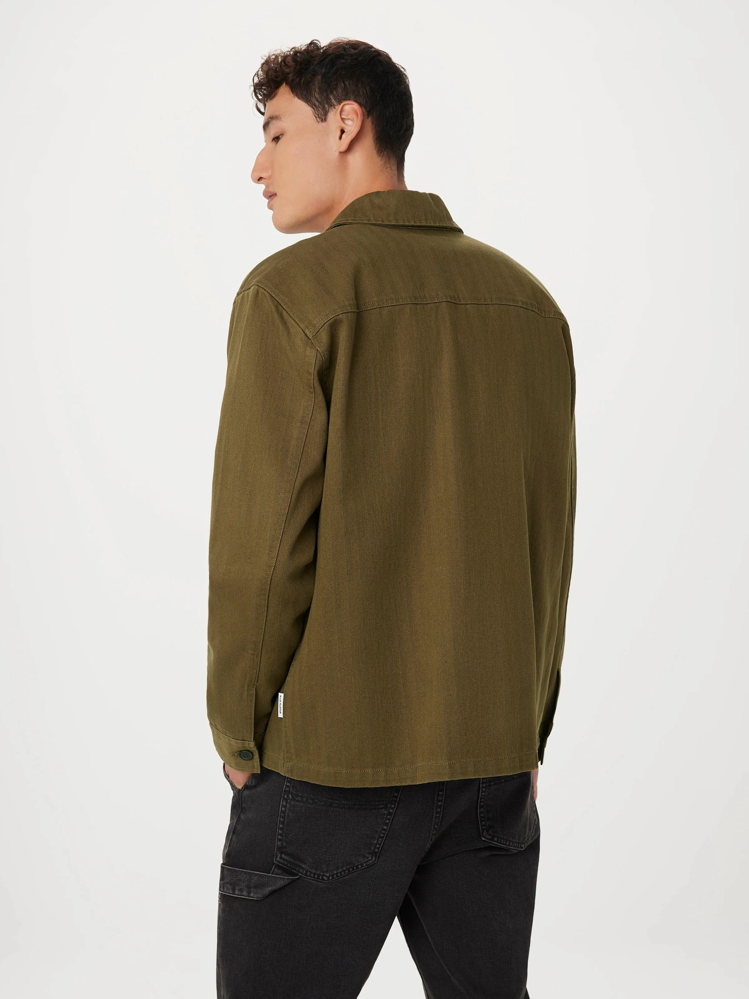 The Herringbone Overshirt in Olive