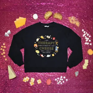 Therapy and Cheese Embellished Sweatshirt