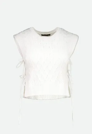 Tie Side Open Knit Top