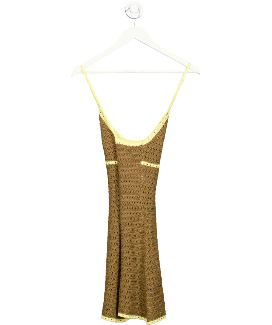 Tiger Mist Brown Dawn Crochet Mini Dress UK S
