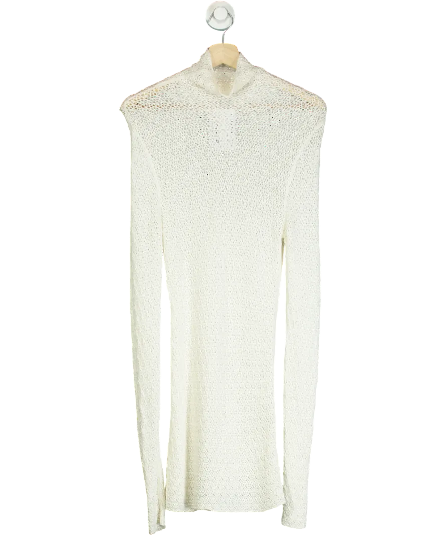 Totême White High-neck Crochet-knit Jumper UK S