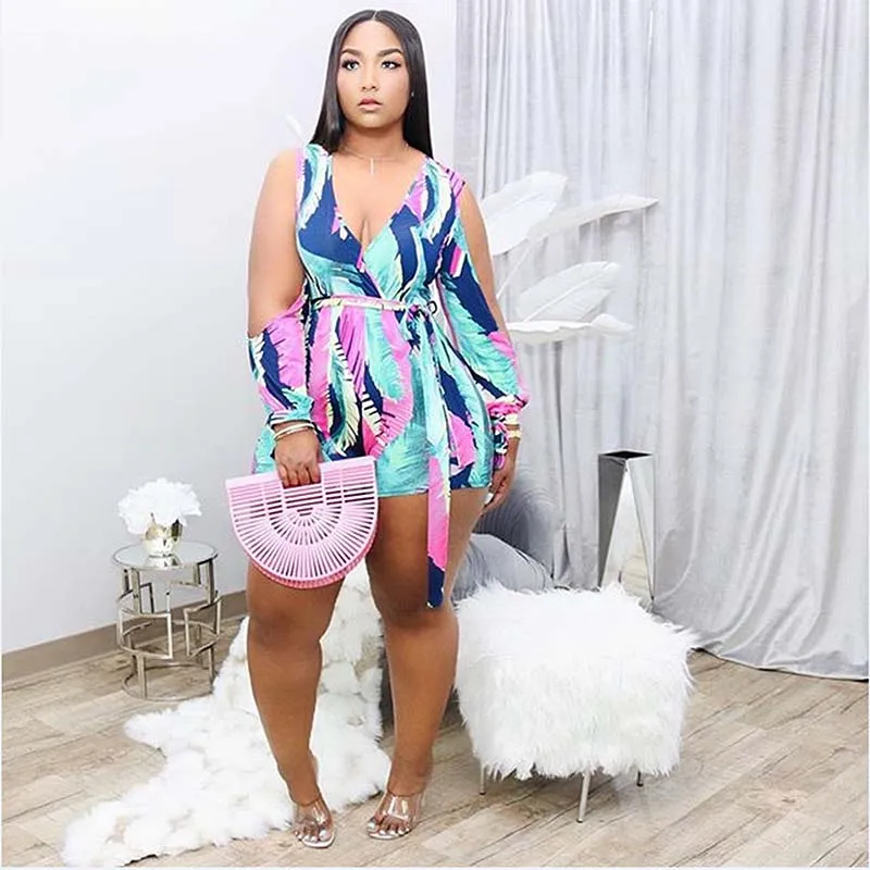 Tropical Temptress Long Sleeve V-Neck Romper