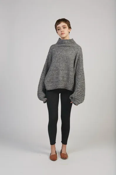 Tulip Sleeve sweater in charcoal